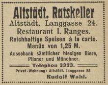 "Altstädtische Ratskeller", 1914г.